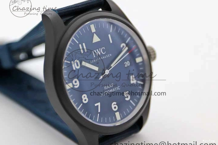 MIROTIME 0710 BestValue Mark XVIII IW328101 Black Ceramic M+F 1:1 Best Edition Blue Dial on Blue Nylon Strap A 7058